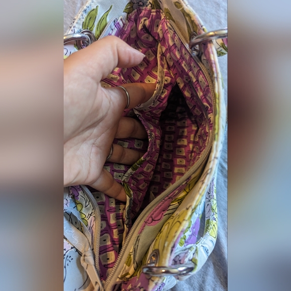 Vera Bradley Retired Gray Bowler Watercolor Floral Satchel Bag Purse EUC - Picture 10 of 15